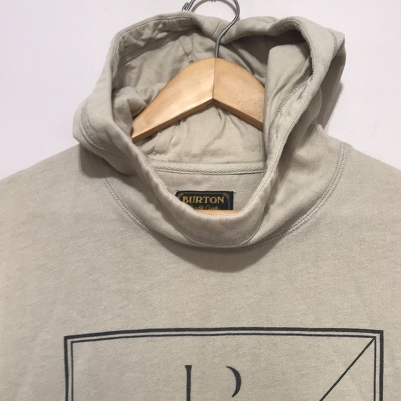 BURTON pullover graphic hoodie sweatshirt size XS oversized beige - Picture 2 of 11